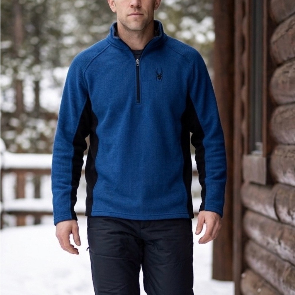Spyder Blue and Black Men's Half-Zip  Pullover